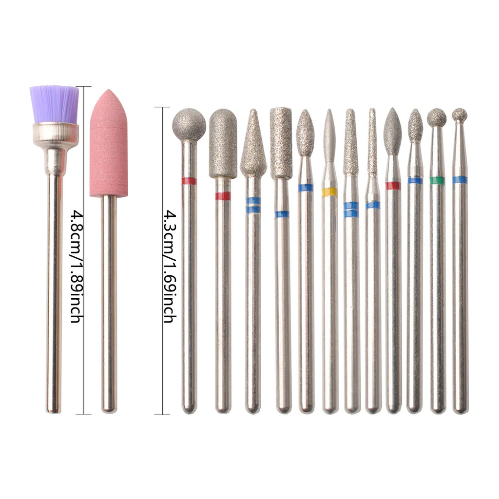 14pcs/set Nail Drill Machine Bit Nail Gel Removal Polishing Tools