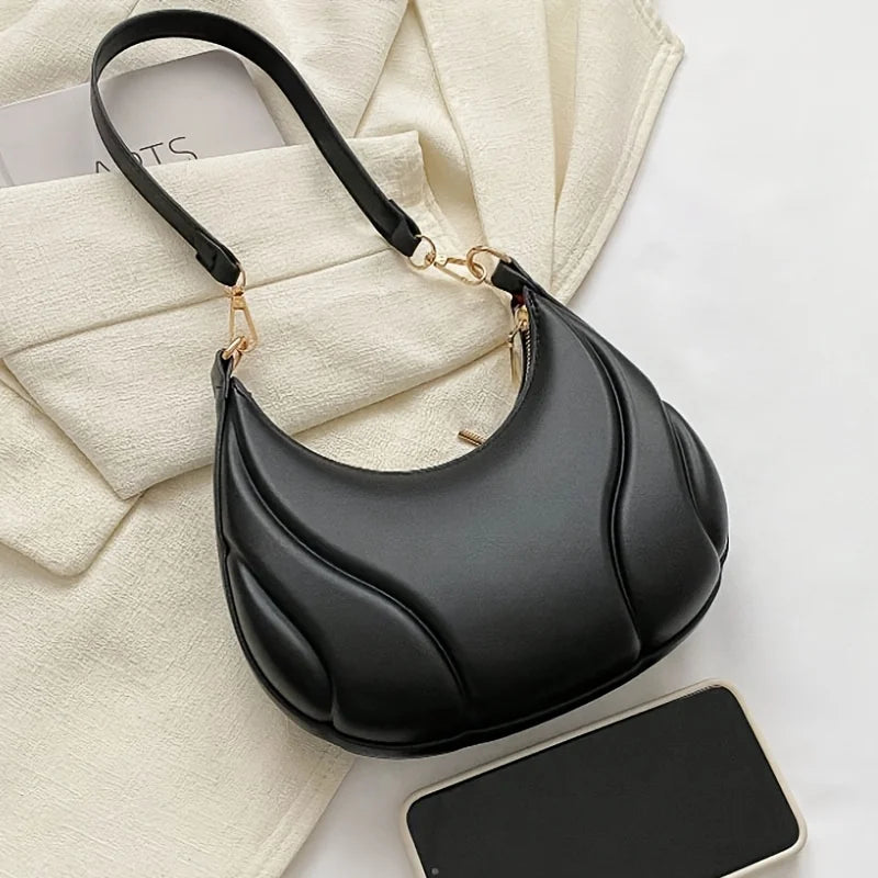 Women's French Handbag Shoulder Bag Textured Crossbody Bag Zipper