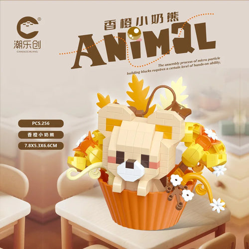 Cute dessert small animals potted bouquet cartoon doll panda puppy
