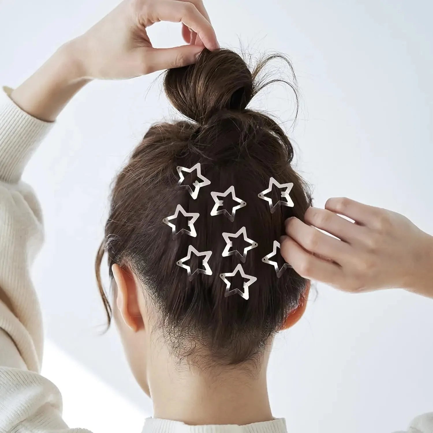 10/25/50/100/200pcs Y2K Silver Star Hair Clips for Girls Metal Snap