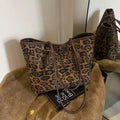 Retro Leopard Print Tote Bag Large Capacity Casual Versatile Commuter