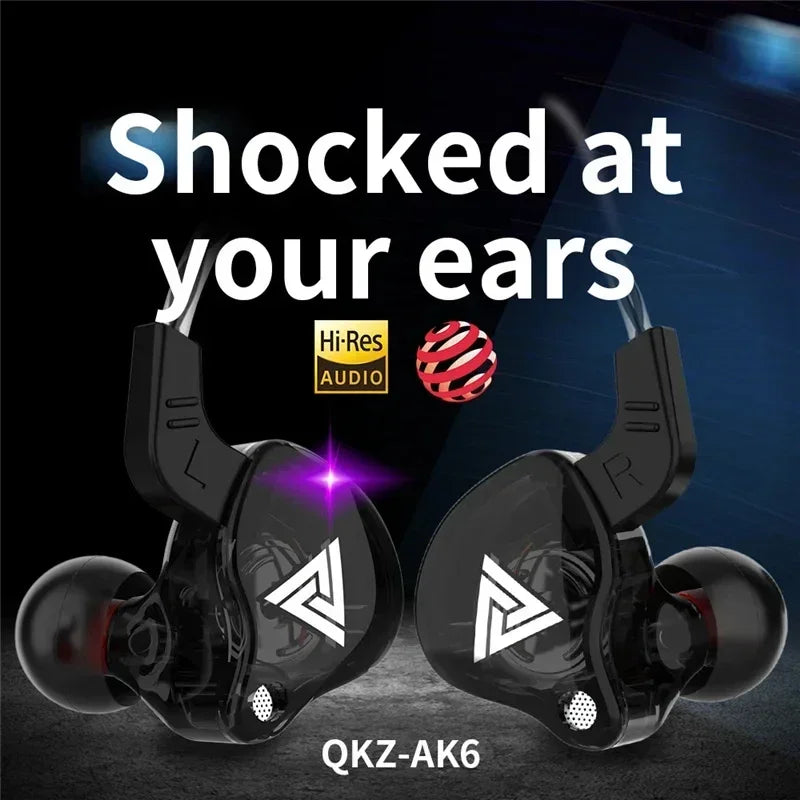 VIKEFON QKZ AK6 In Ear Earphone 6 Dynamic Driver Unit Headphone With
