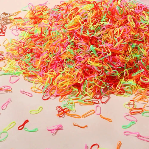 500/1000/2000pcs Girls Colourful Disposable Rubber Band Hair Ties