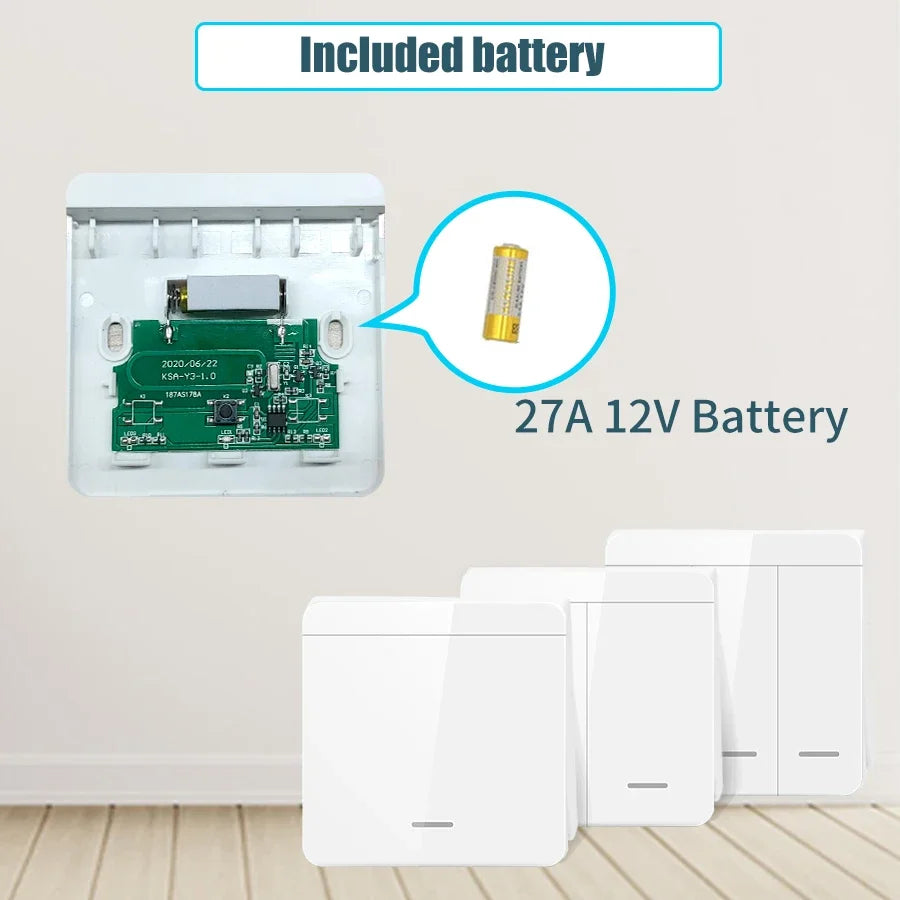 Wireless Light Wall Switch Relay Receiver RF 433Mhz 1/2/3Gang Panel