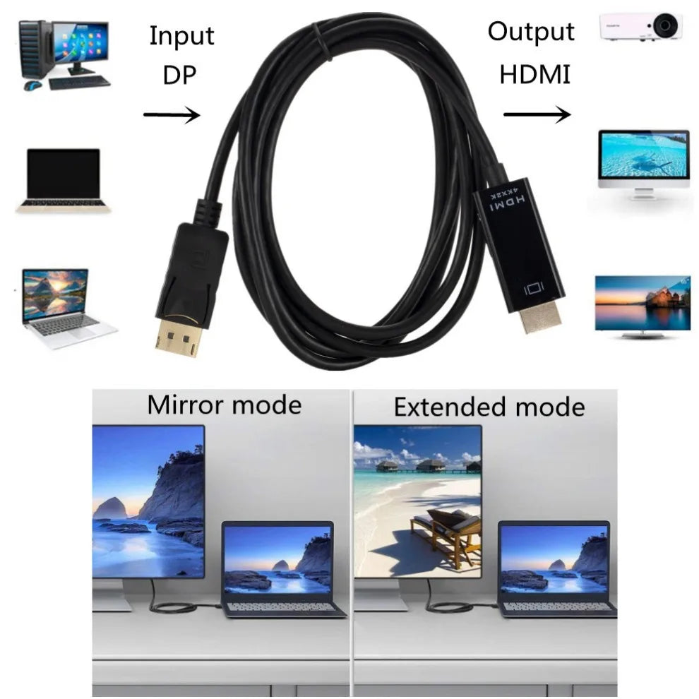 1.8M DP To HDMI-compatible Cable 4k DisplayPort To HD Adapter Male To