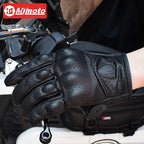 Vintage Black Leather Motorcycle Gloves Summer Men Motorbike Racing