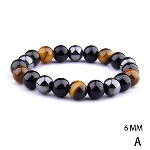Natural Black Obsidian Hematite Tiger Eye Beads Bracelets Men for