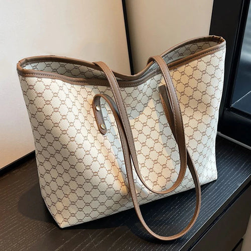 Large Capacity Shoulder Bag Women's PU Leather Handbag for Commuting
