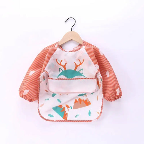 Waterproof EVA Full Sleeve Baby Bibs Children Apron Long Sleeve