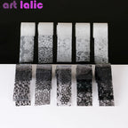 10 Rolls 2.5*60cm New Black White Lace Transfer Foil Nail Art Sexy