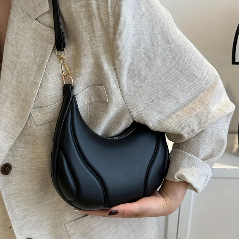 Women's French Handbag Shoulder Bag Textured Crossbody Bag Zipper