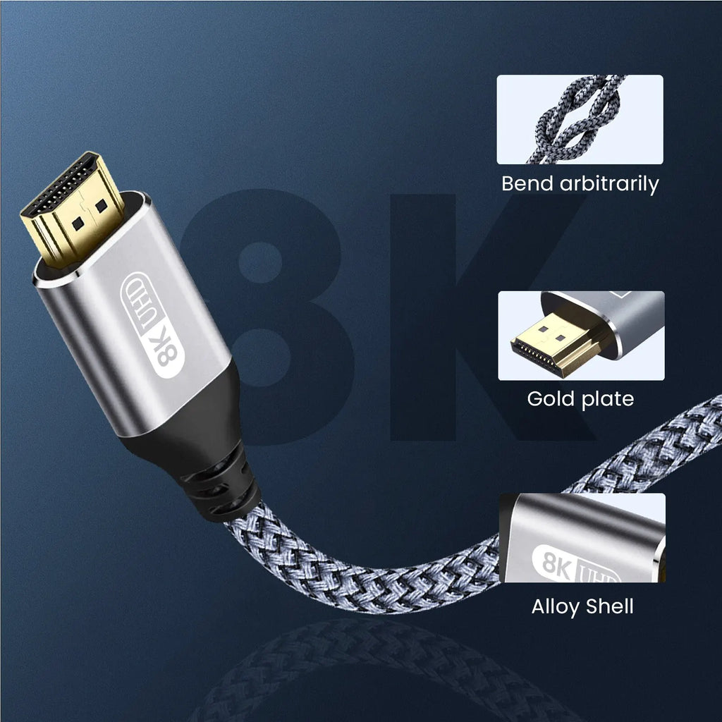 NIERBO HDMI 2.1 Cable HDMI Cord 8K 60Hz 4K 120Hz 48Gbps EARC ARC HDCP
