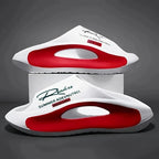 Lightweight EVA men's slide | Black and white cartoon design, exposed
