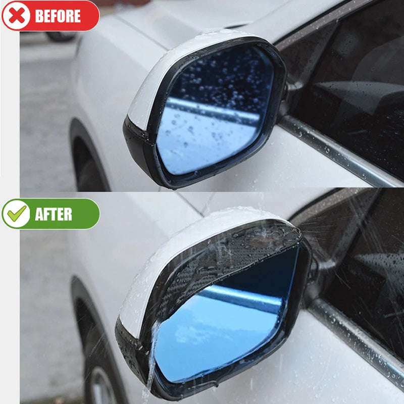 2Pcs Carbon Fiber Car Rearview Mirror Rain Shield Eyebrow Flexible Car