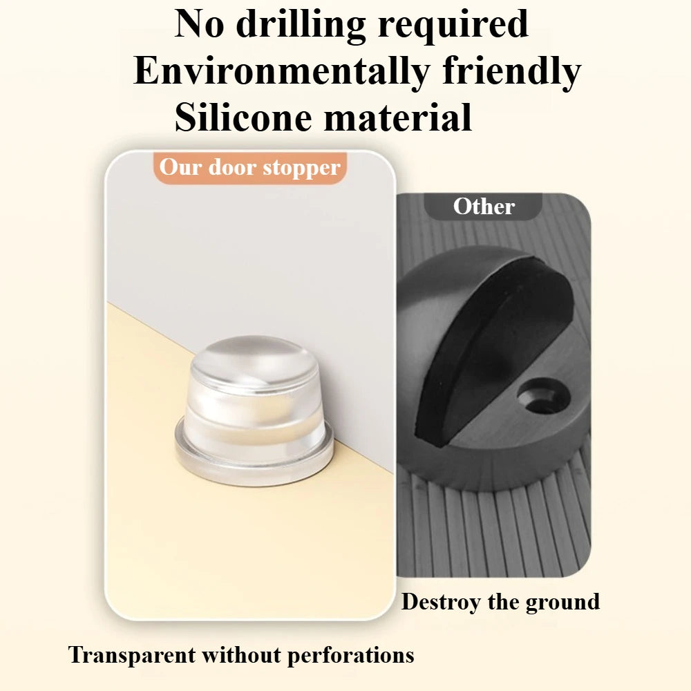 Transparent Silicone Door Stopper No Drill Anti Bump Pad for Office