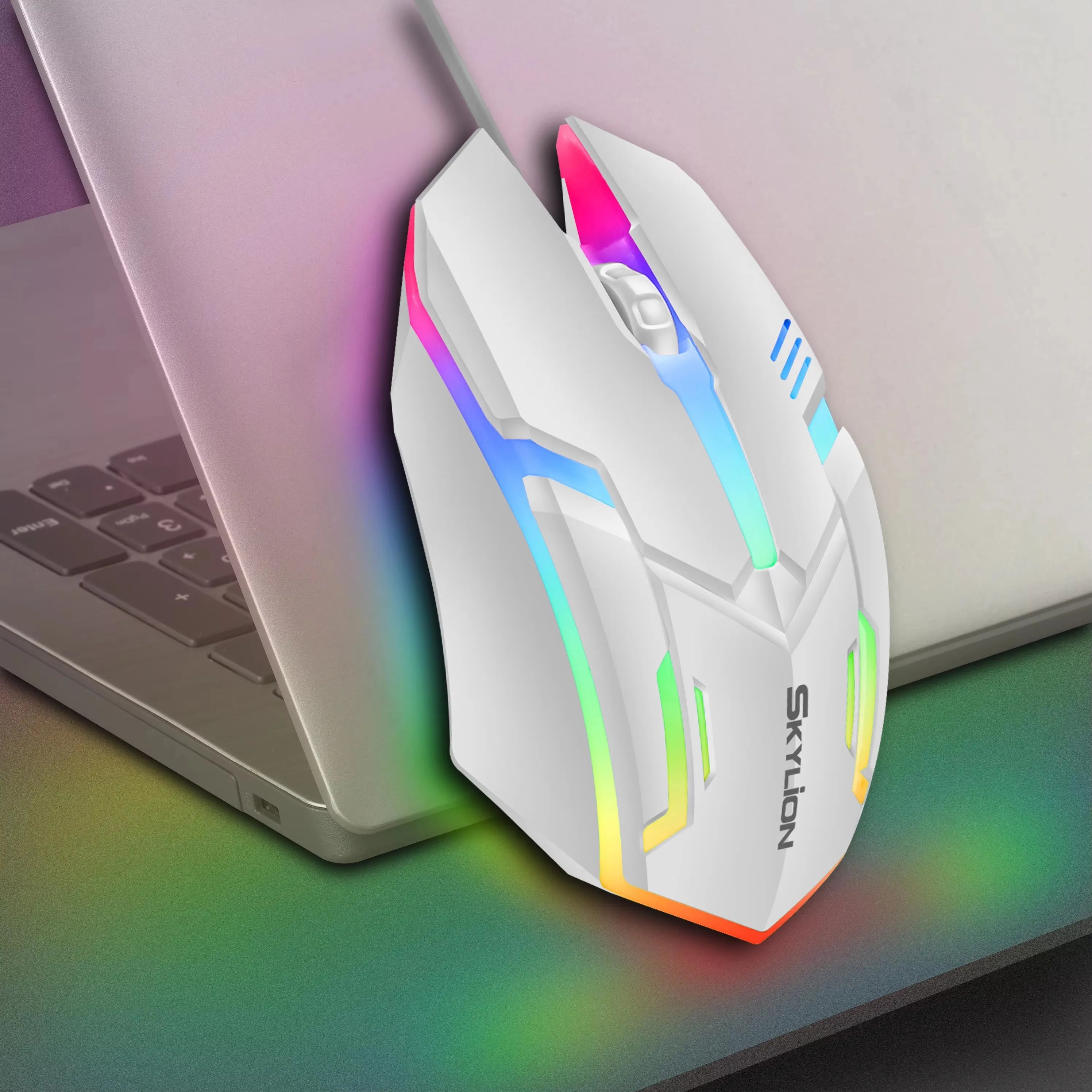 F1 Wired 3 Keys Mouse Colorful Lighting Gaming and Office For