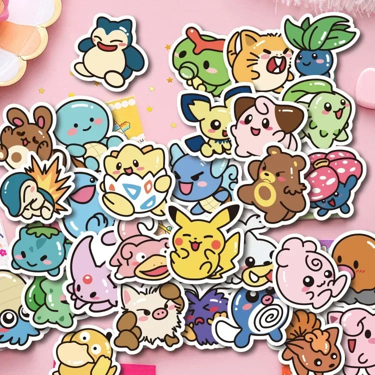 50PCS Kawaii Anime Pokemon Stickers Pikachu Decals DIY for Laptop