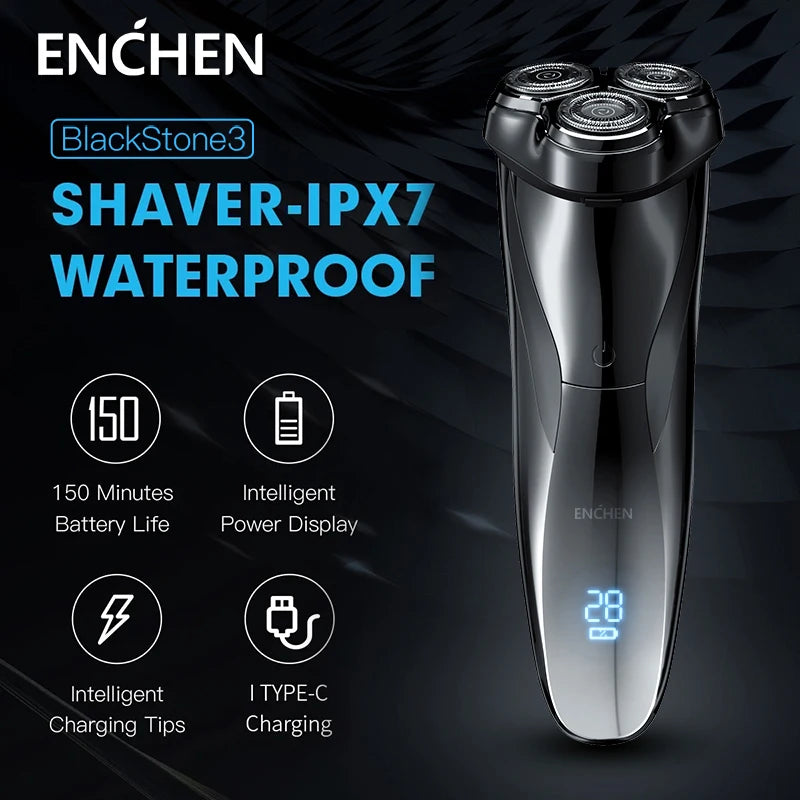 ENCHEN Electric Shaver 3D Blackstone 3 IPX7 Waterproof Razor Wet And