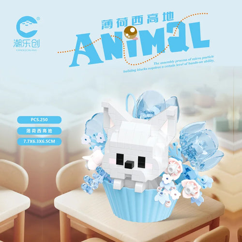 Cute dessert small animals potted bouquet cartoon doll panda puppy