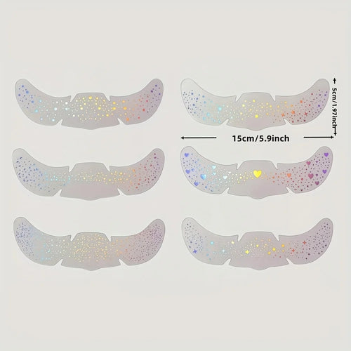 6 Sheets Glitter Freckles Holographic Stickers Heart Freckle Tattoos