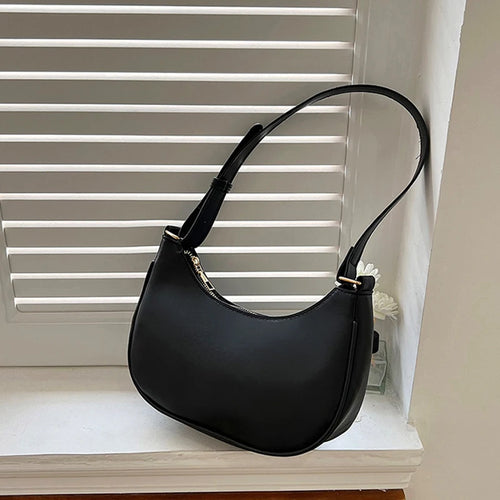 Womens Fashion Handbags Retro Solid Color Pu Leather Bag Half Simple