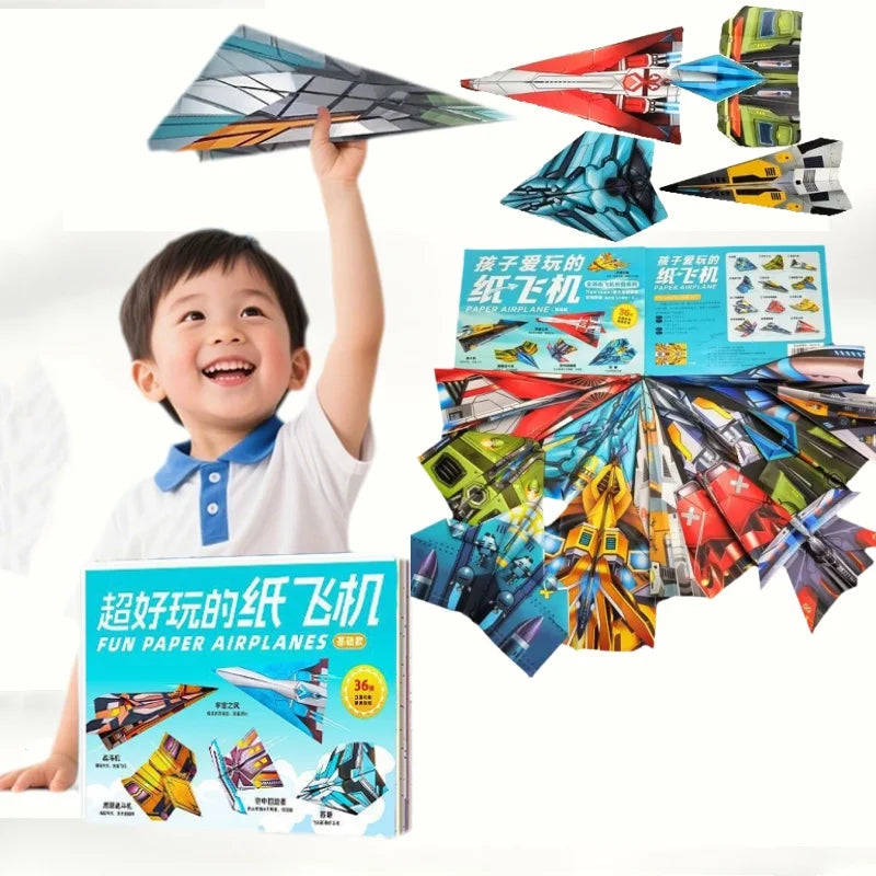 36Pcs DIY Children's Origami Airplane Parent-Child Full-Color Handmade