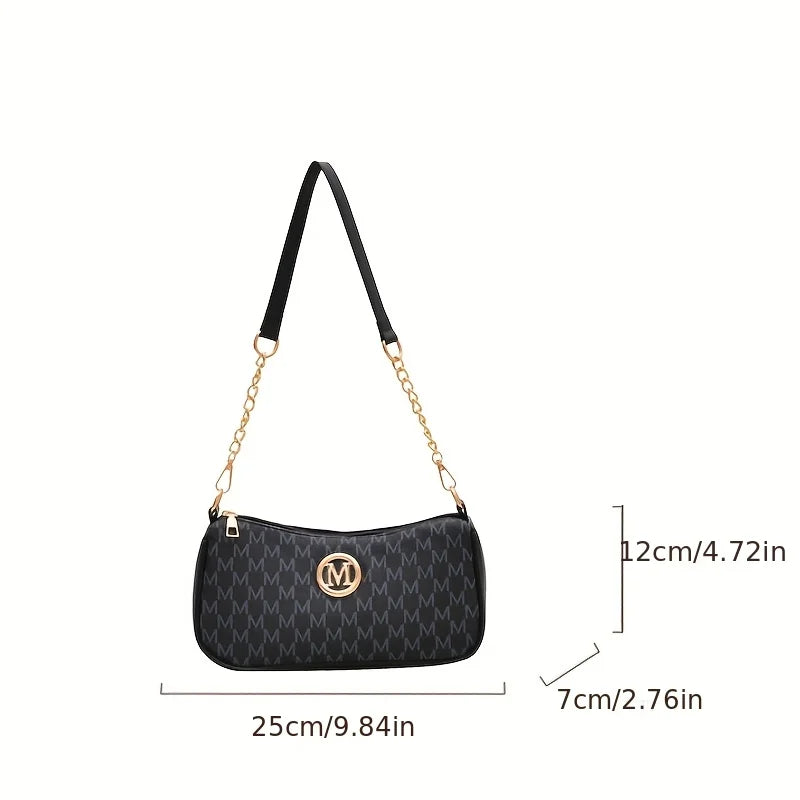 Vintage Underarm Bag for Teenager Letter Print Crossbody Small Square