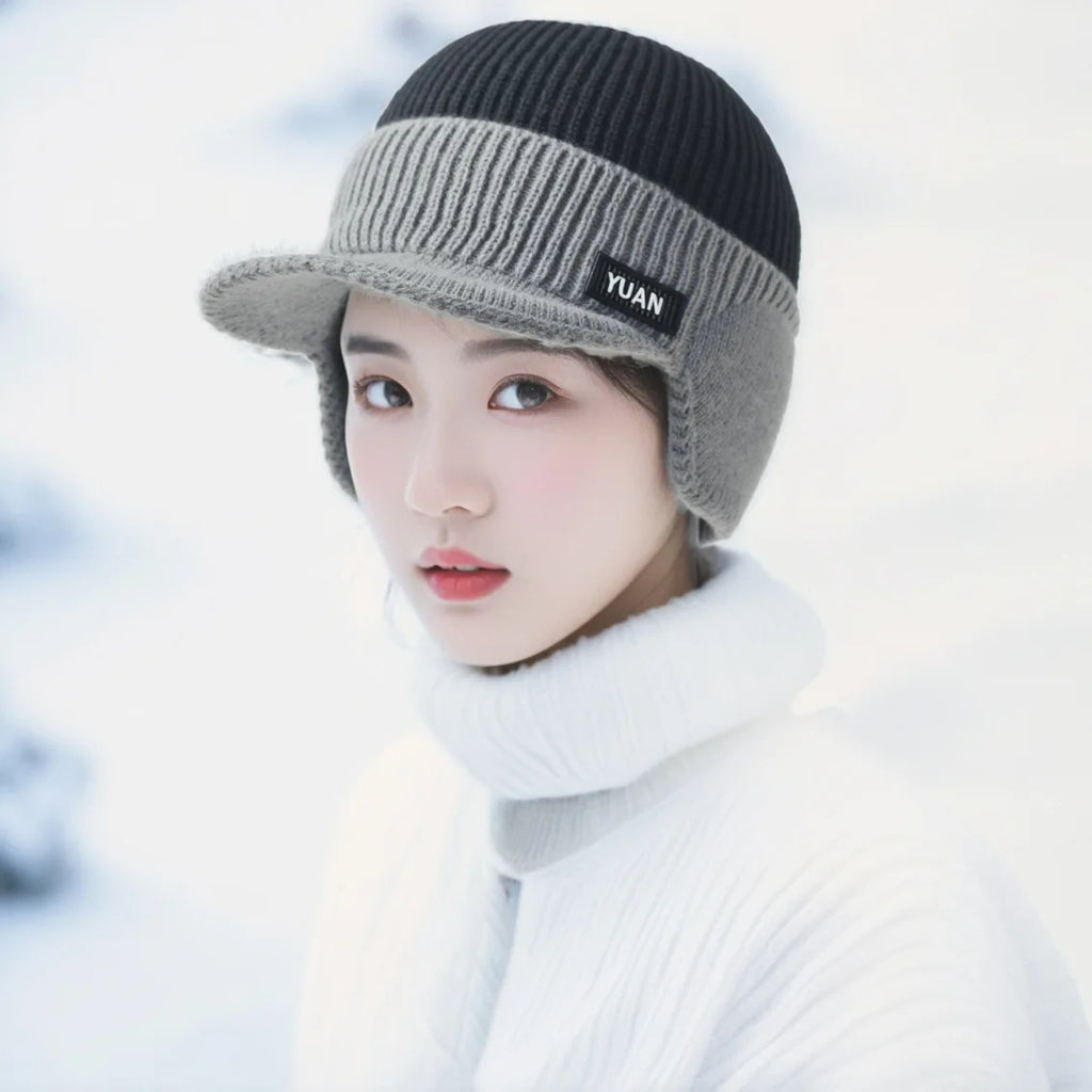 Winter velvet thickened anti cold warm woolen hat riding windproof