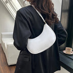 Womens Fashion Handbags Retro Solid Color Pu Leather Bag Half Simple