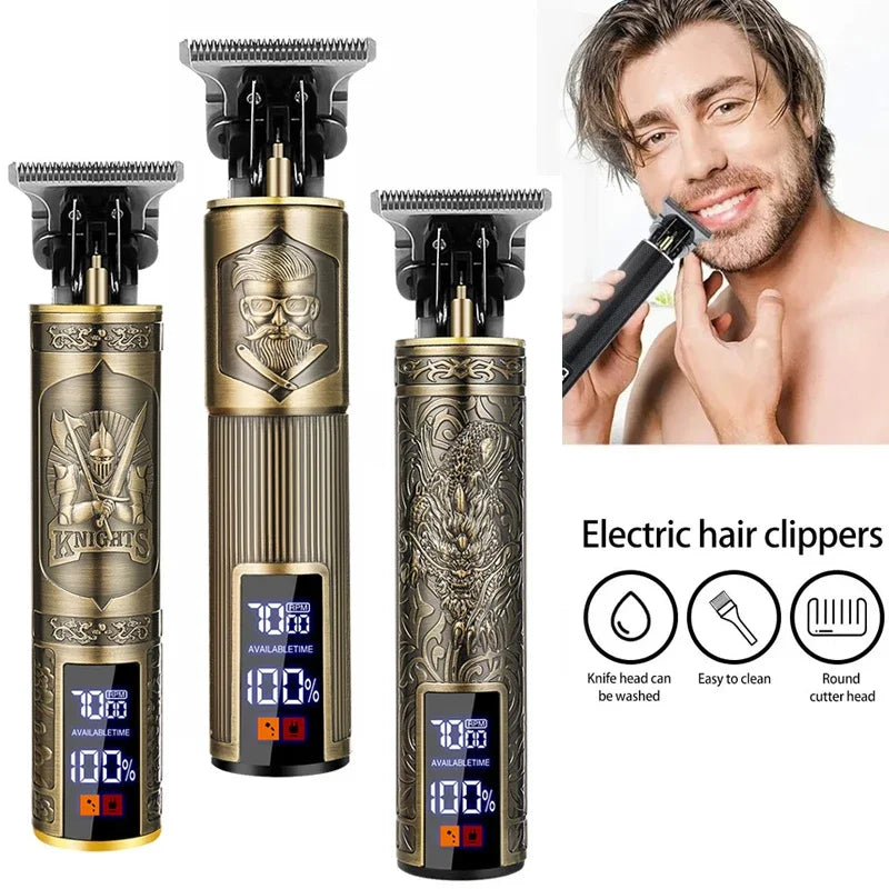 Cordless Hair Trimmer Vintage Hair Clipper USB Fast Charging Hair