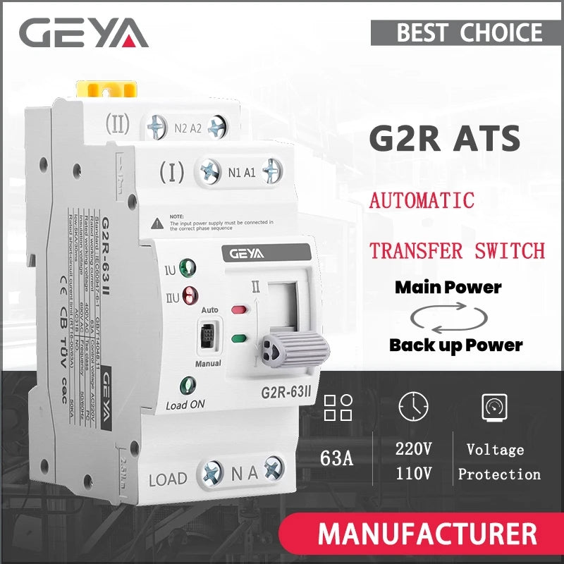 GEYA G2R ATS Mini Automatic Transfer Switch 220V Din Rail Dual Power