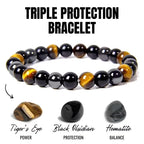 Natural Black Obsidian Hematite Tiger Eye Beads Bracelets Men for