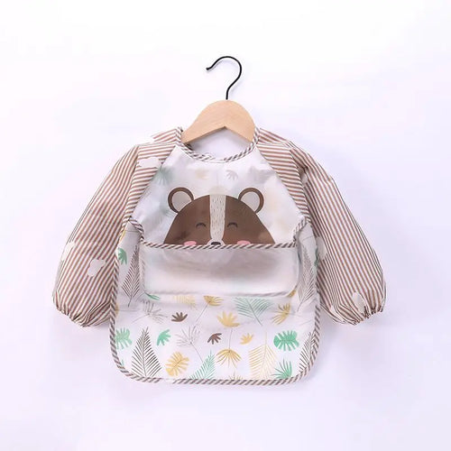 Waterproof EVA Full Sleeve Baby Bibs Children Apron Long Sleeve