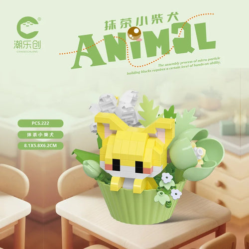 Cute dessert small animals potted bouquet cartoon doll panda puppy