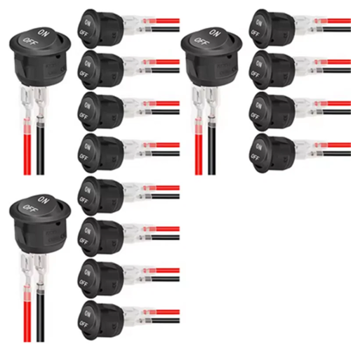 12V Round Rocker Switch AC 6A/250V 10A/125V SPST 2 Pin 2 Position