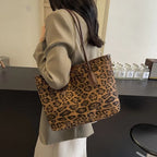 Retro Leopard Print Tote Bag Large Capacity Casual Versatile Commuter