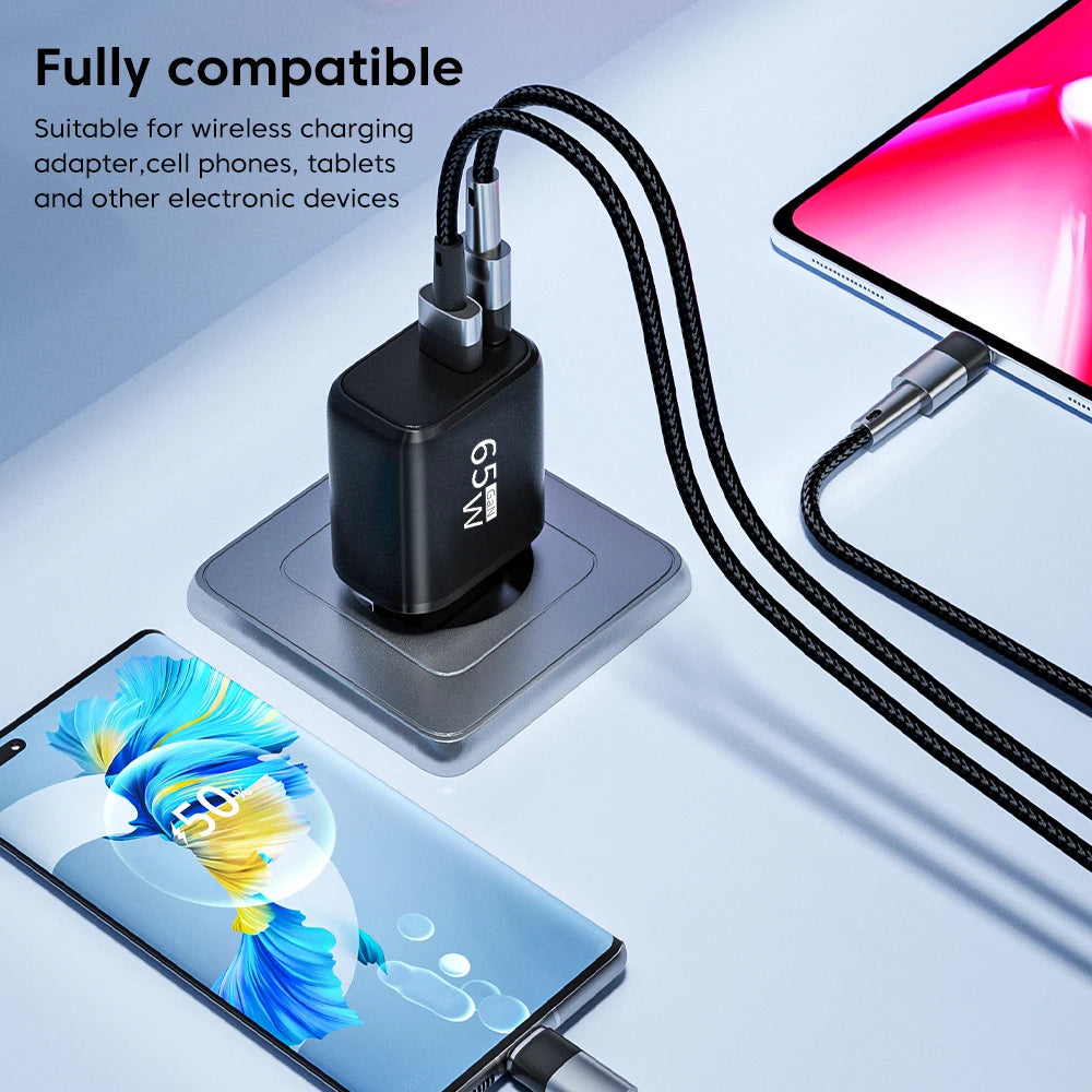 USB Charger 65W GaN Type C Fast Charging PD Power Adapter Quick