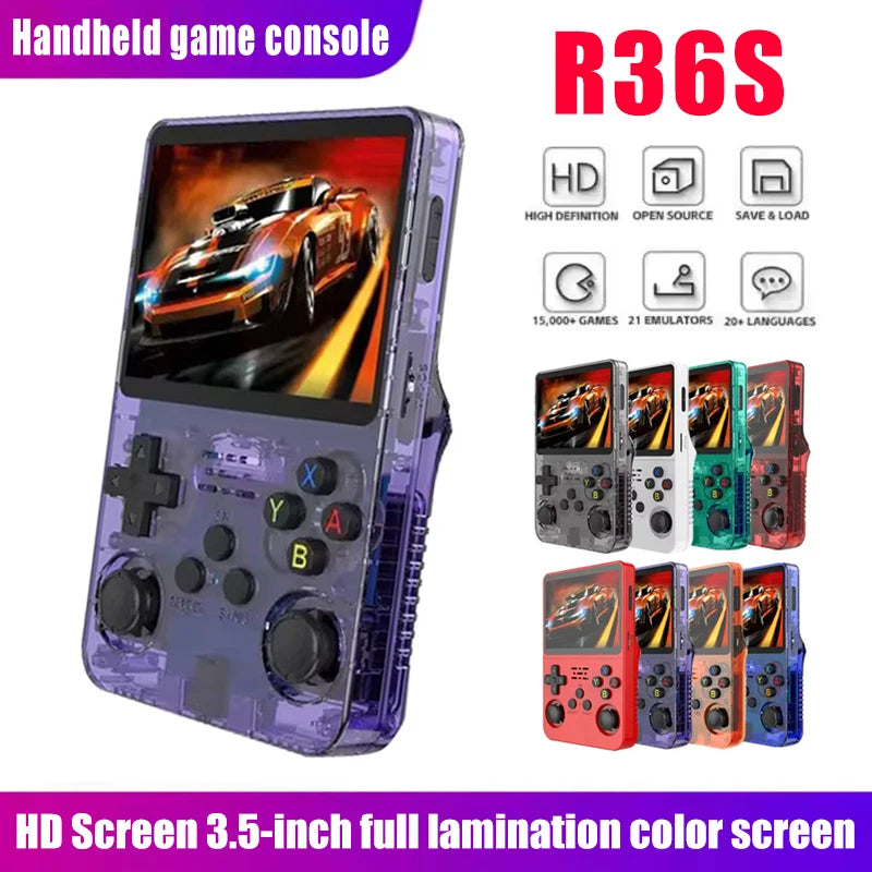 R36S Retro Handheld Game Console - 3.5 Inch IPS Screen,