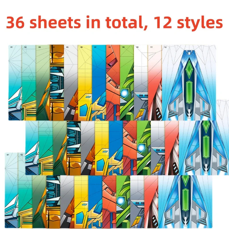 36Pcs DIY Children's Origami Airplane Parent-Child Full-Color Handmade