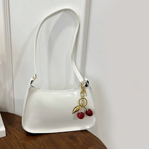 Solid Color PU Leather Women Shoulder Bags Fashion Ladies Cherry