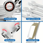 Ratchet Wrench of Keys Spanner Set Hand Tool 72-Tooth Ratcheting