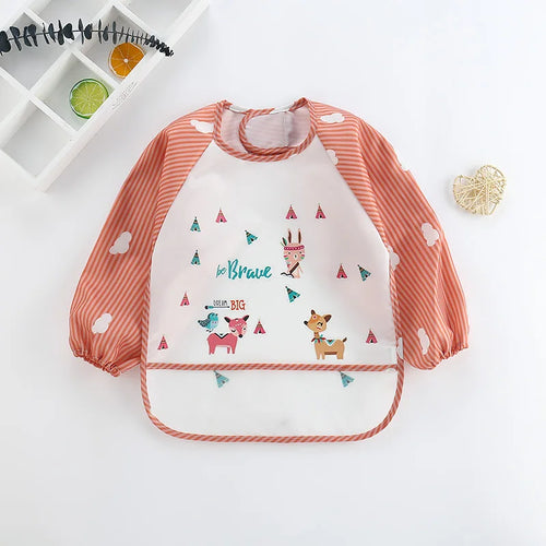 Waterproof EVA Full Sleeve Baby Bibs Children Apron Long Sleeve