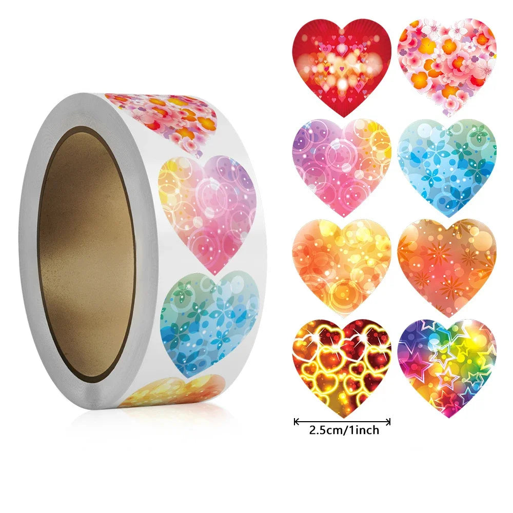 50-500pcs 1inch Red Heart Stickers for Valentine's Day Baking