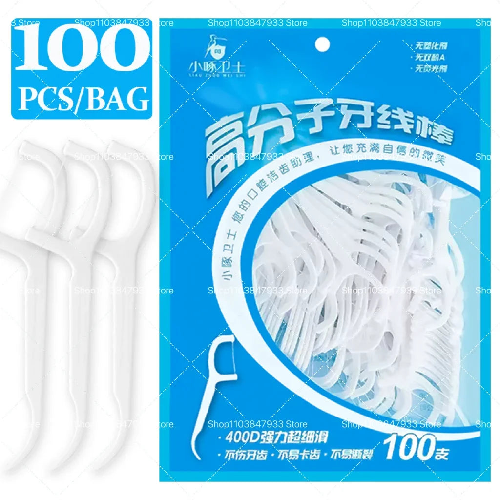 High Tensile Strength Dental Floss Pick Bow Shaped Super Thin Dental