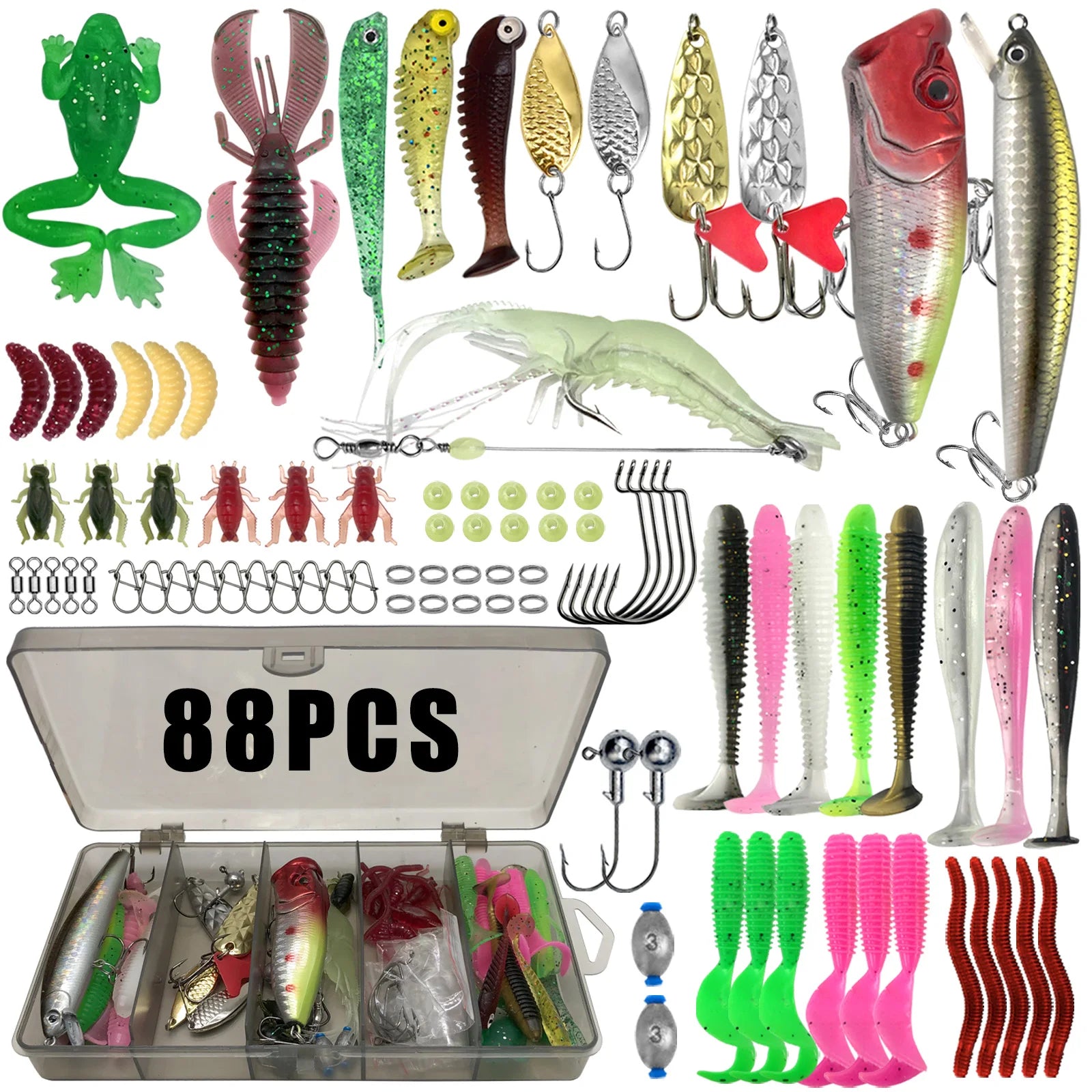 Fishing 86/88/136/149/366pcs Fishing Lure Kit For Trout/Pike/Bass