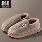Men's slippers Winter Solid Color Wrap Heels Plush Slippers Non-slip