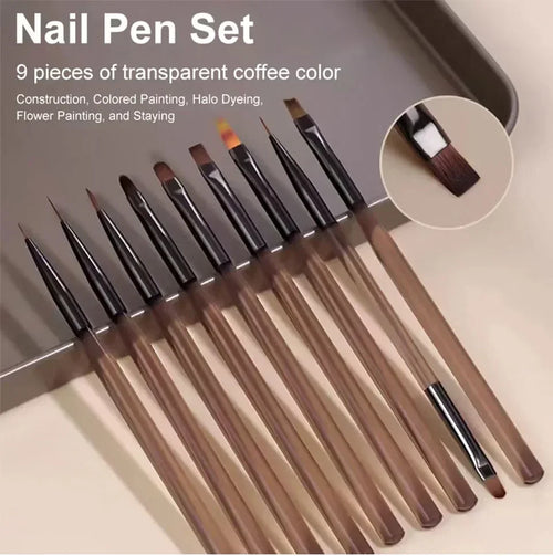 9PCS Nail Brush Liner DIY Painting Pen Manicure Acrylic Drawing Brush