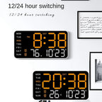 LED Digital Wall Clock Temperature Date Week Display Table Alarm