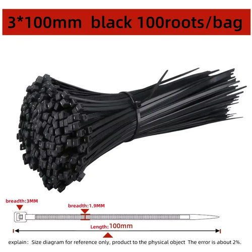 100Pcs Nylon Cable Ties Adjustable Self-locking Cord Ties Straps