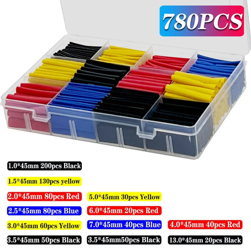 127-1060 pcs 2:1 Heat Shrink Tube Shrinking Assorted Polyolefin